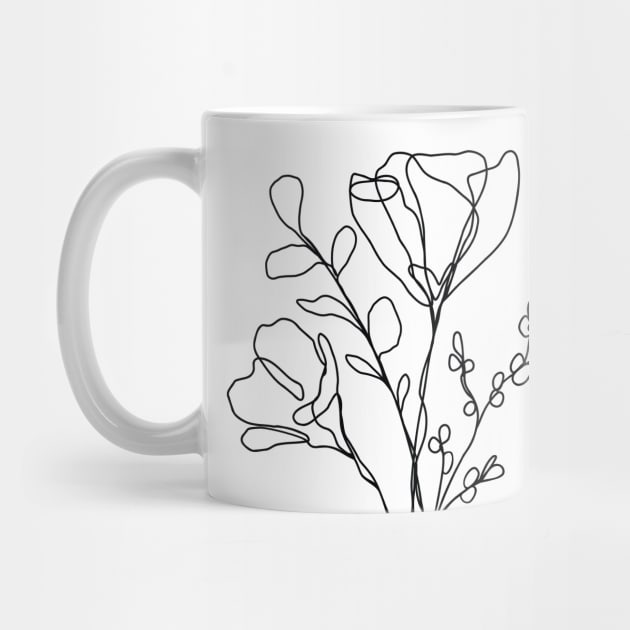 Wildflower Botanical Line Art | Elegant Floral Leaf Design by RachelFCreative